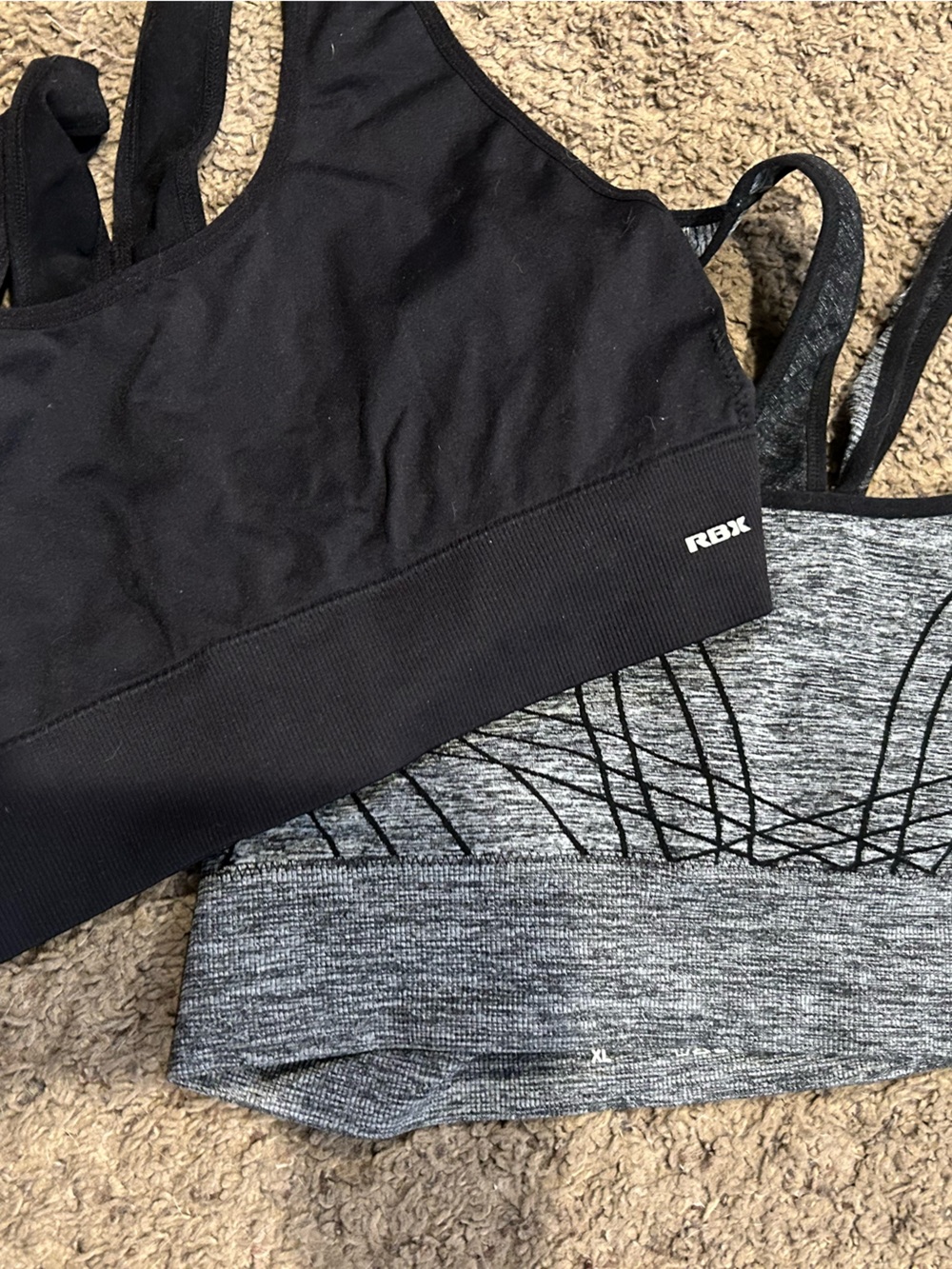 RBX Activewear Sports Bras in Heather Gray & Black XL